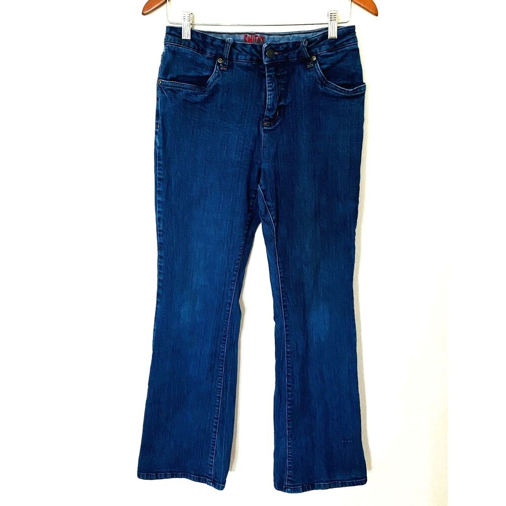 VTG Dungarees Smiths Jeans Denim Stretchy Embroidered Pants Made in Egypt Sz 8
